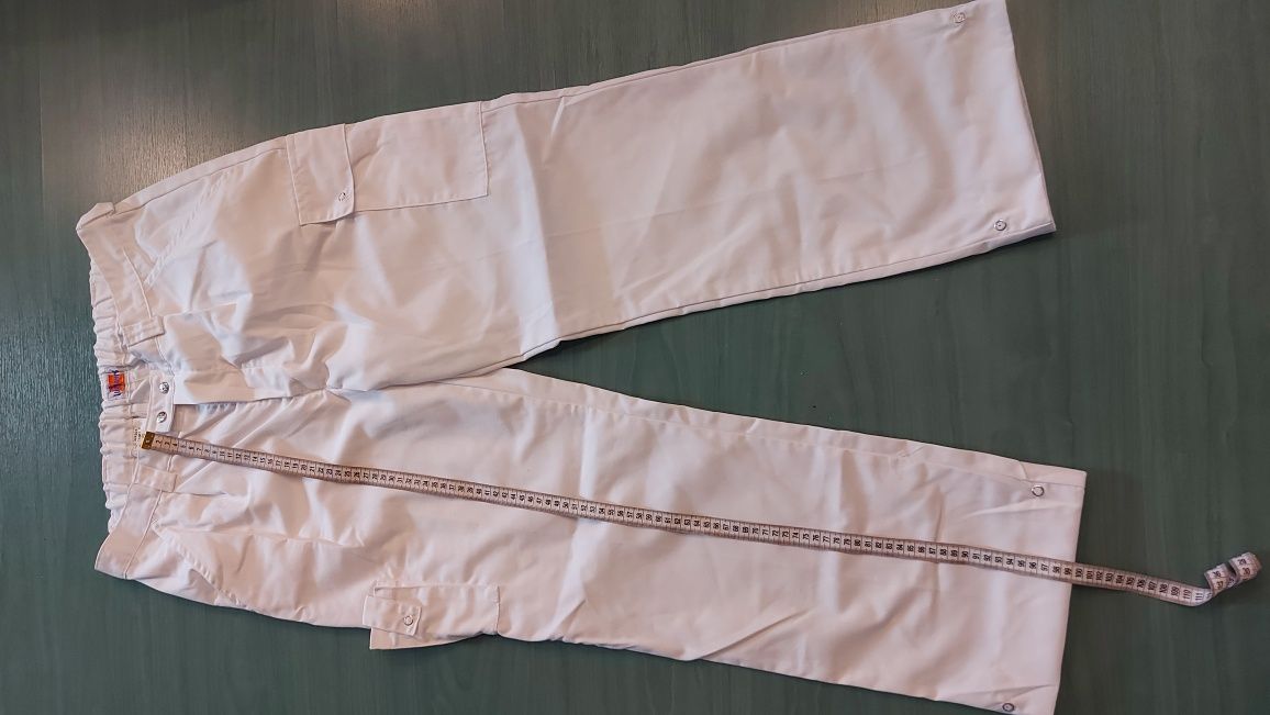 Nowe spodnie robocze męskie, białe z regulacją
