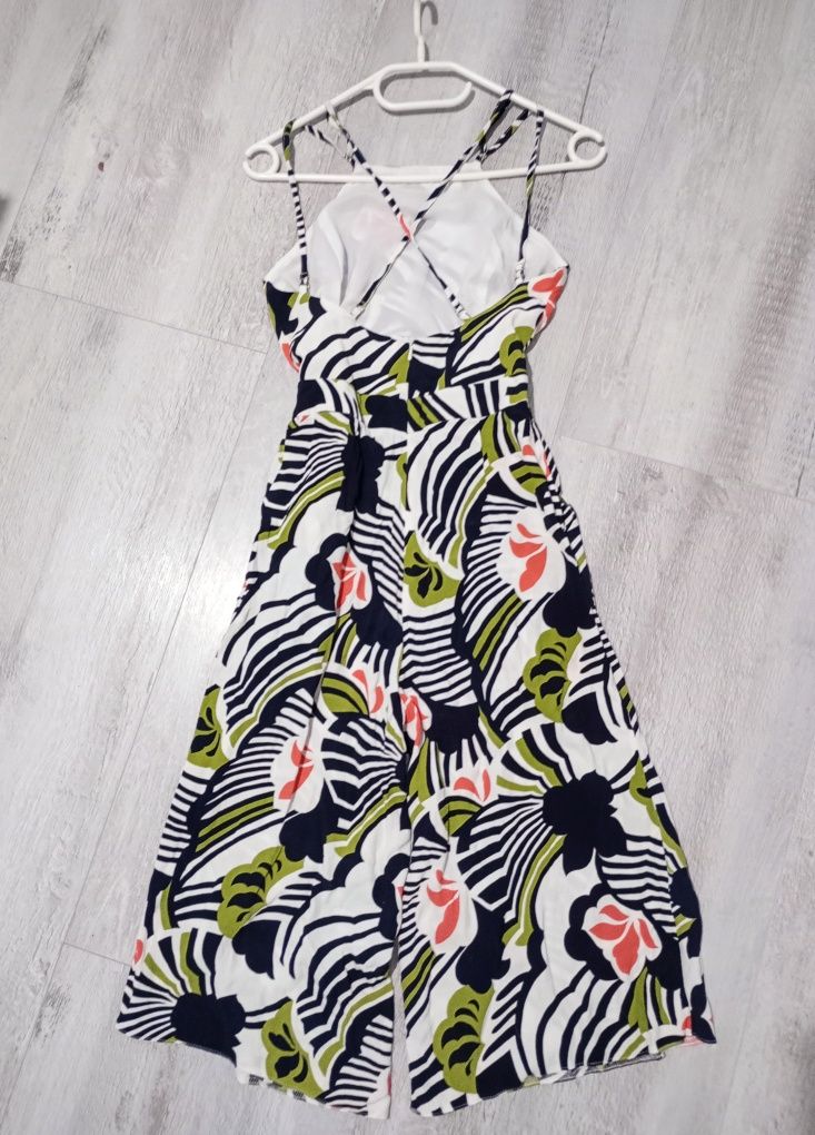 RIVER ISLAND kombinezon letni kuloty gołe plecy szerokie nogawki XXS