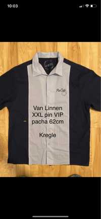 Van linnen pin cup XXL koszula na kręgle unisex granat niebieska