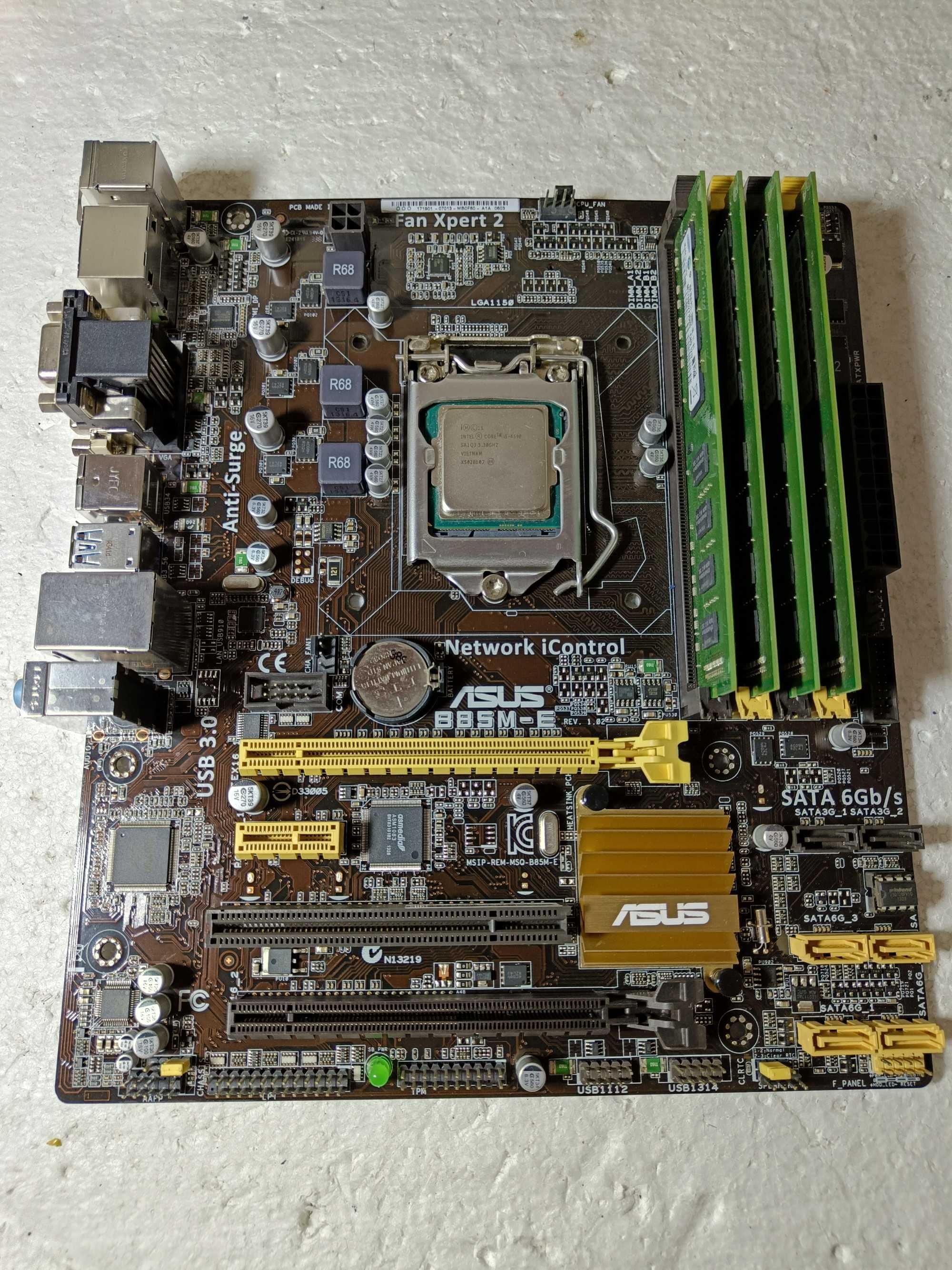 КОМПЛЕКТ Материнка ASUS B85M-E + проц i5 4590 + ОЗУ 16GB DDR3 LGA1150