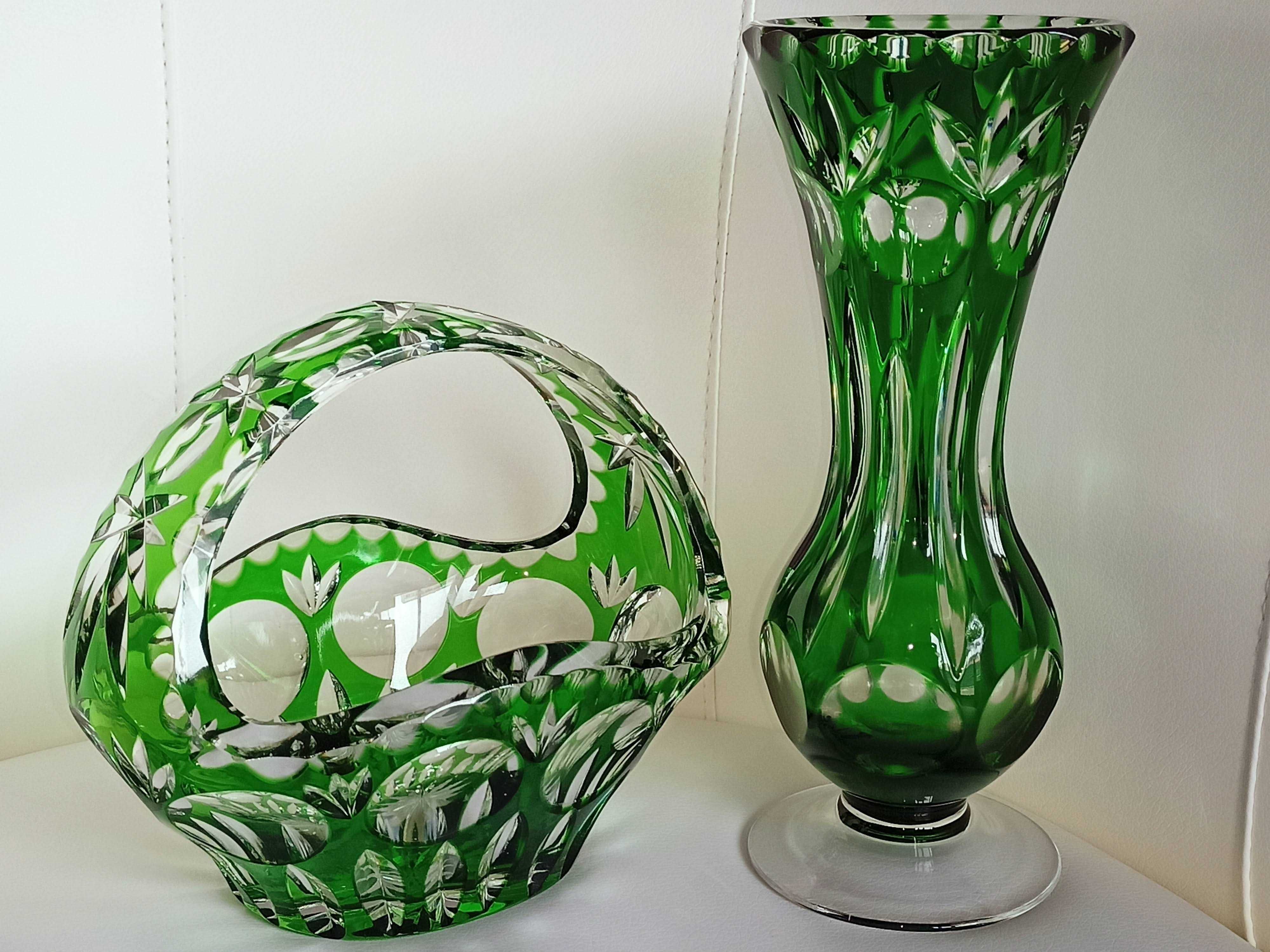 **ZIELONY wazon kryształ EMERALD 1960+