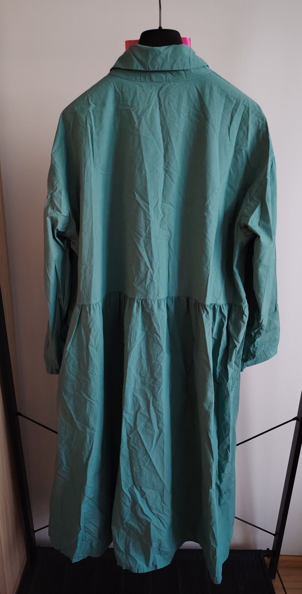Made in Italy zielona bawełniana sukienka midi oversize uni
