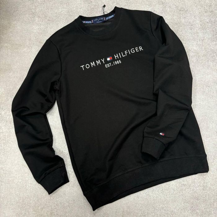 MEGA SALE -50% Мужской свитшот Tommy Hilfiger черный кофта Томми люкс