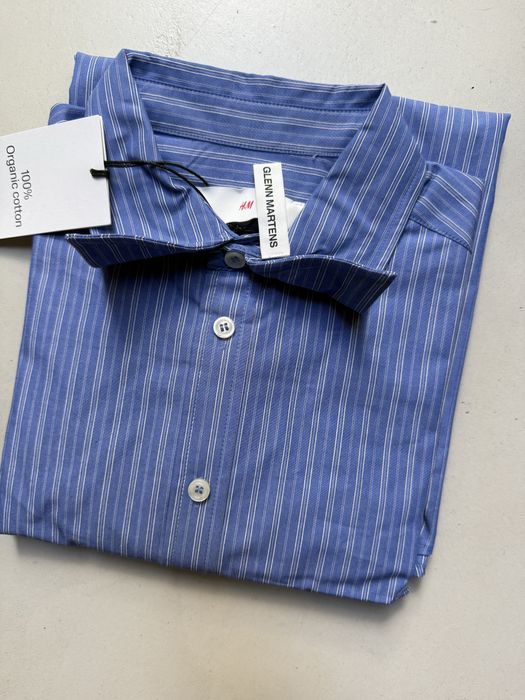 Popelinowa niebieska damska koszula Glenn Martens x H&M – rozmiar S