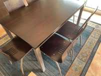 mesa retangular 1.30cmx80cm madeira wenguê e inox