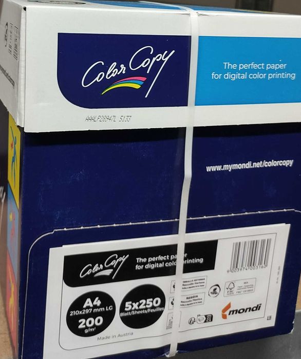 biały gruby papier ksero A4 200 g, karton: 5 ryz po 250 kartek, 200 zł