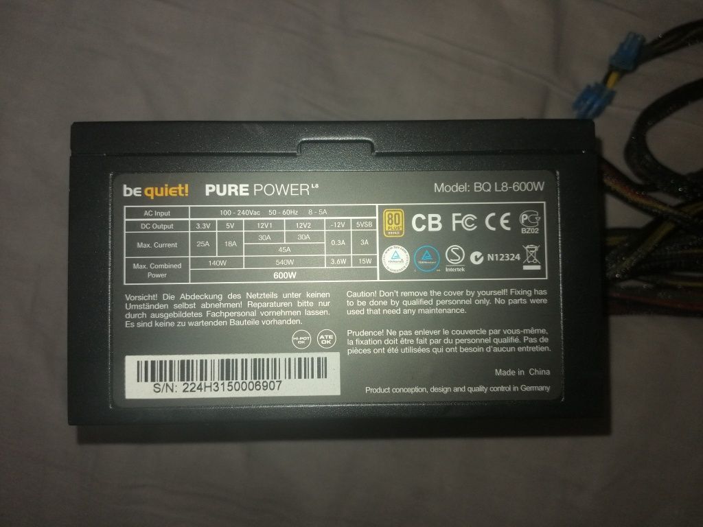 Be Quaiet! Pure Power BQ L8-600W Plus Bronze