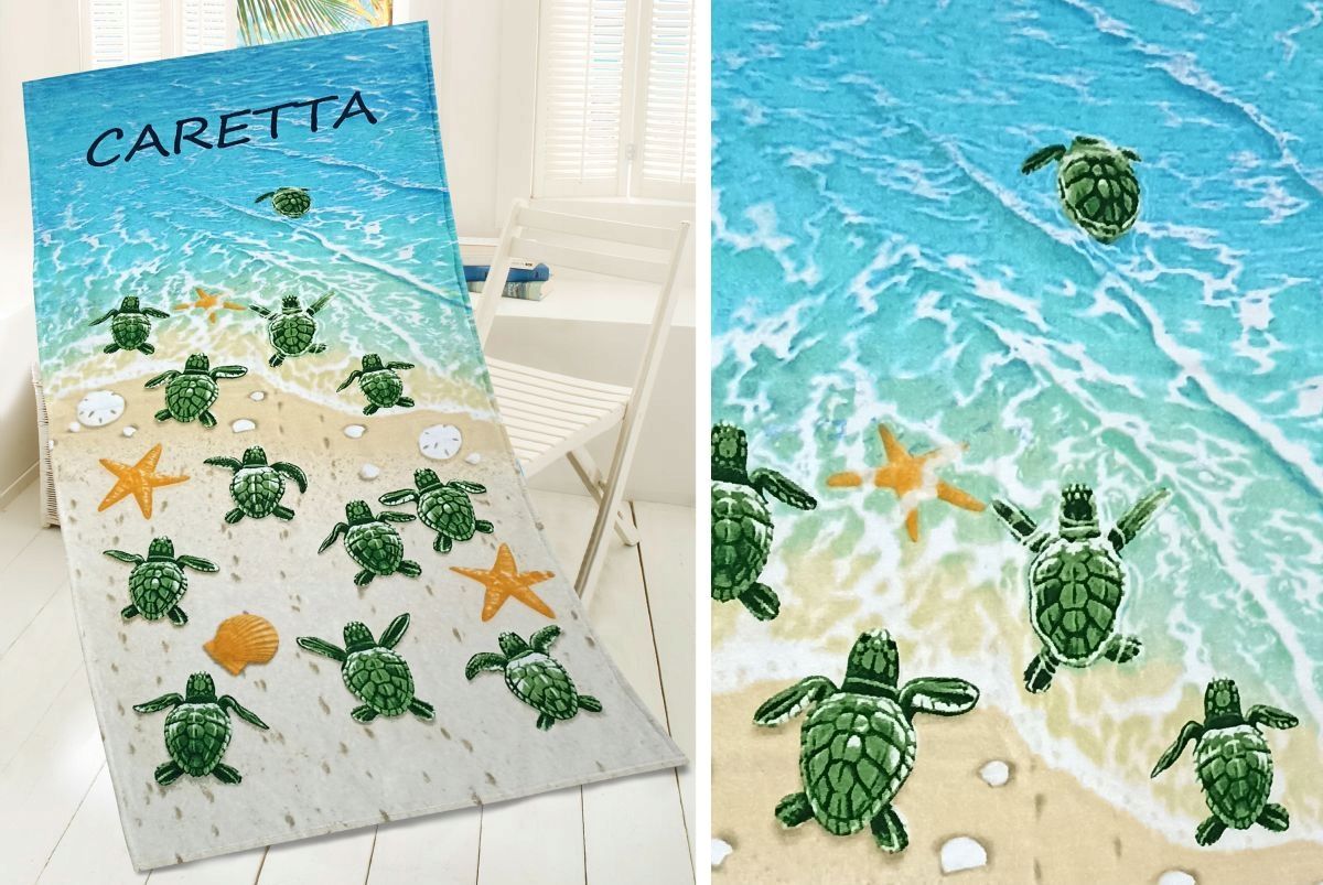 Ręcznik plażowy 75x150 Caretta żółwie turkusowy zi