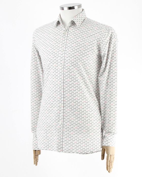 HUGO BOSS чоловіча біла сорочка в принт. Оригінал. (L)