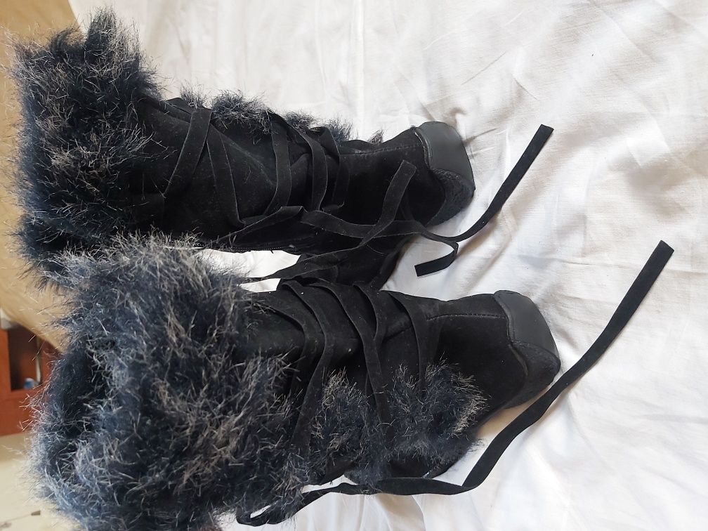 Okazja Buty kozaki NOWE , czarne, zamszowe rozmiar 37