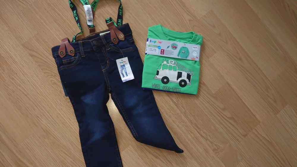 Spodnie jeans rurki  plus bluzka