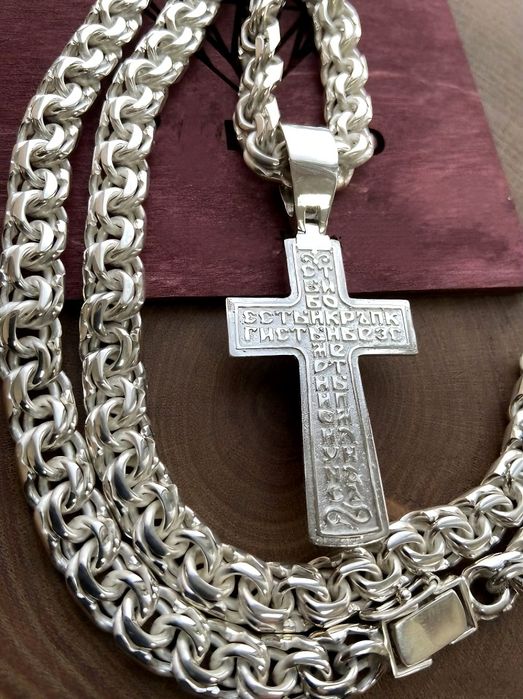 Срібний набір 100г ланцюжок+хрестик цепочка серебряная+крестик набор