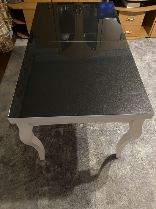 Stół rozkładany 12 osobowy z czarną szybą