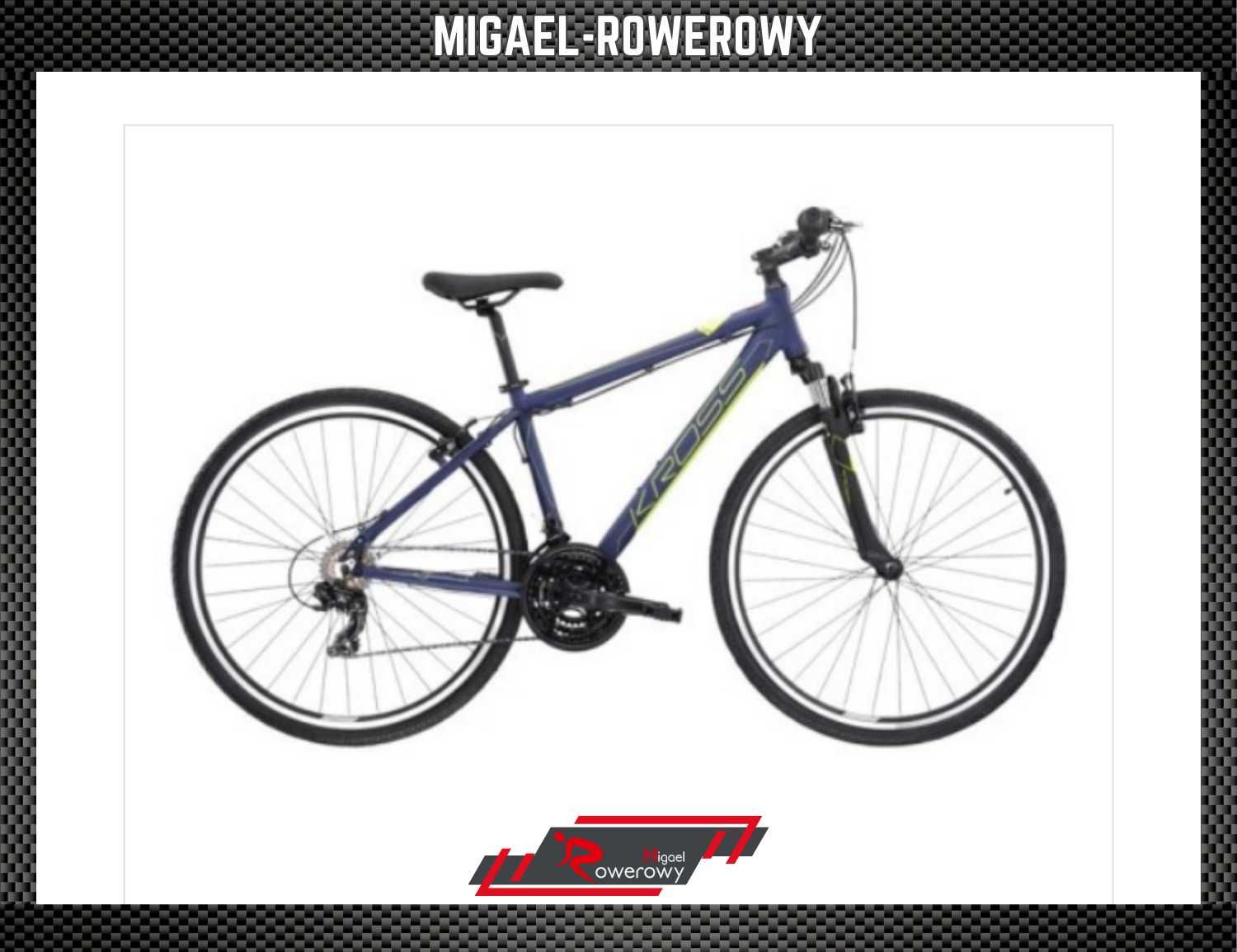 Rower Kross Evado 1.0 Koło 28" granatowo-limonkowy mat