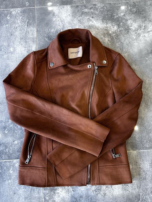 „Ruda" brązowa kurtka ramoneska z „zamszu"