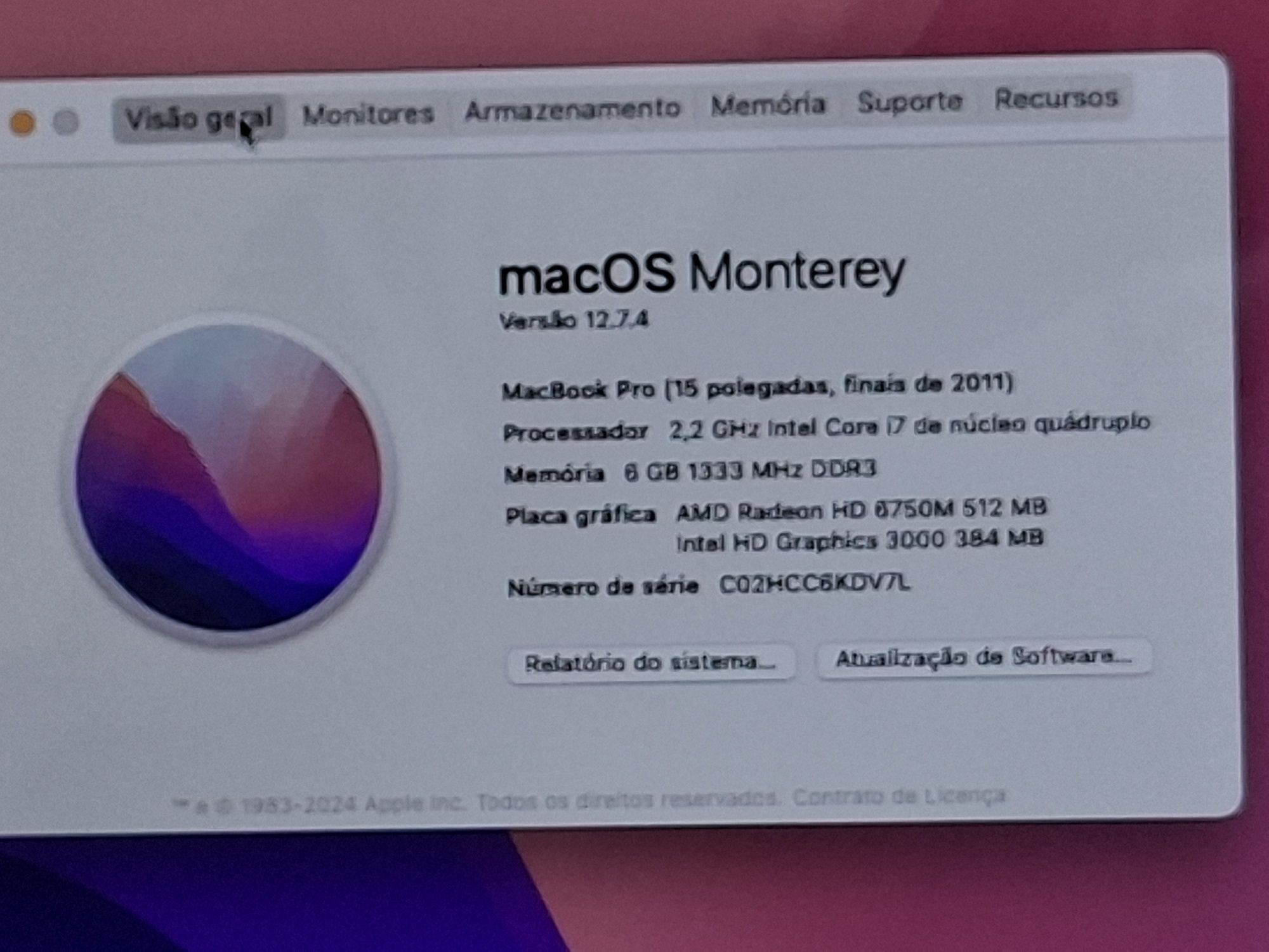 MacBook Pro Core i5 Mac OS Monterey, Disco SSD | 6 Gig RAM , Impecável