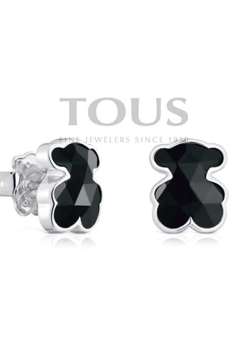 TOUS kolczyki Icon Color 1,6cm onyks srebro 925 oryginał
