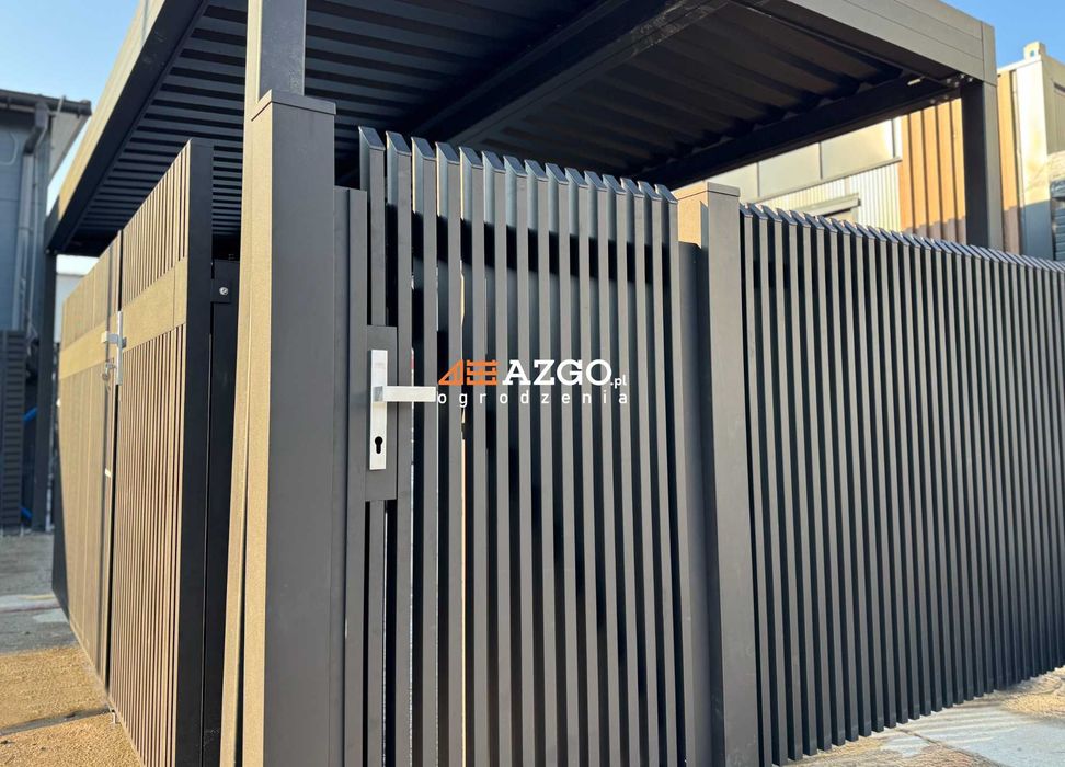 Brama ogrodzenie przęsło grzebien pionowe wertykalne stal aluminium