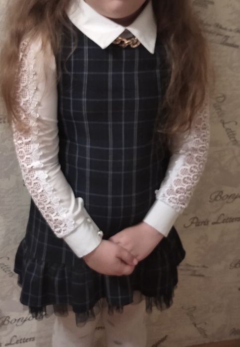 Комплект шкільний сарафан/сукня+блузка