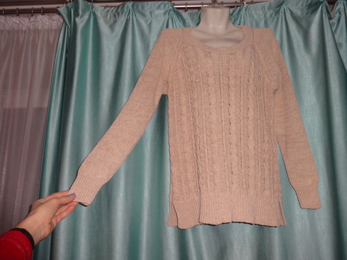Фирменный тёплый реглан вязаный свитер для беременных туника 46 48