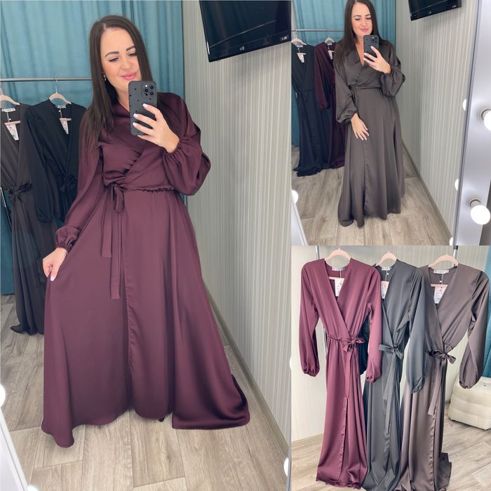 Женское нарядное платье S-2XL шелк премиум Жіноча сукня шовк чорний