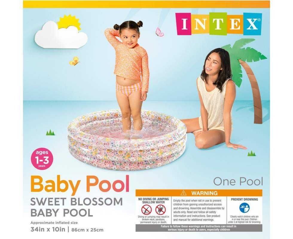 Детский бассейн с надувным дном Intex Інтекс 58427 Цветы 86*25 см