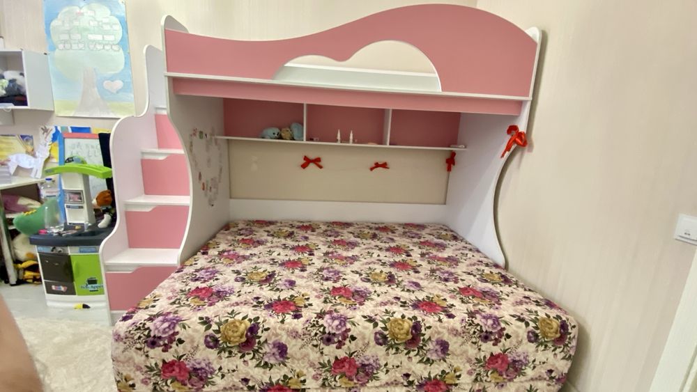 Двох'ярусне ліжко 190 см з диваном