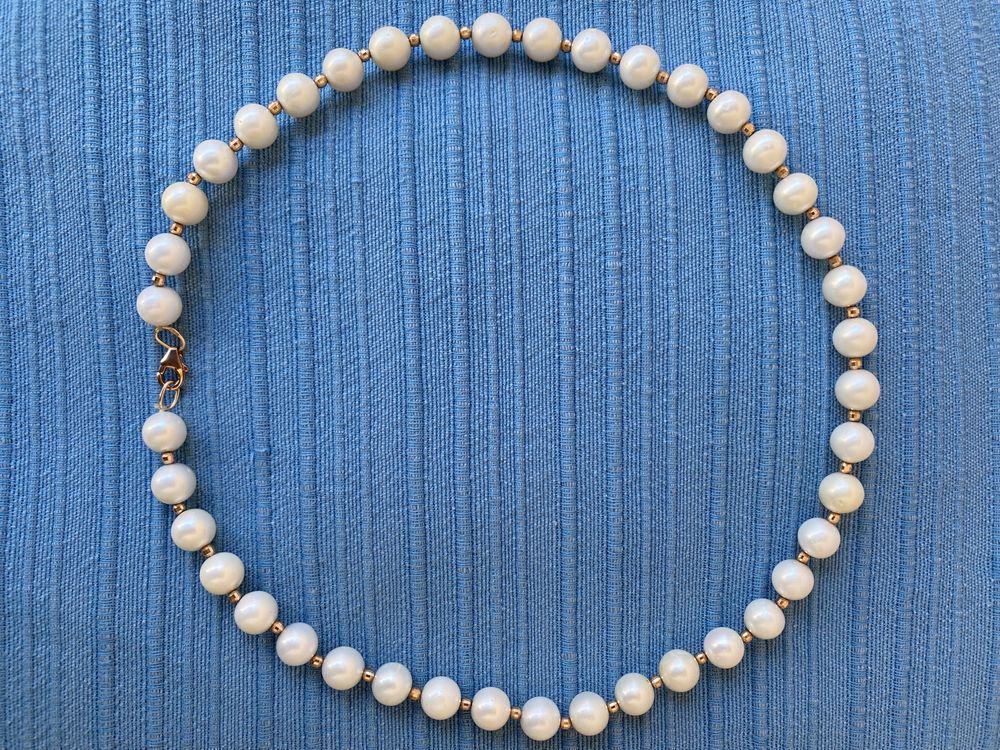 Colar de Pérolas Naturais com Ouro 14k 585