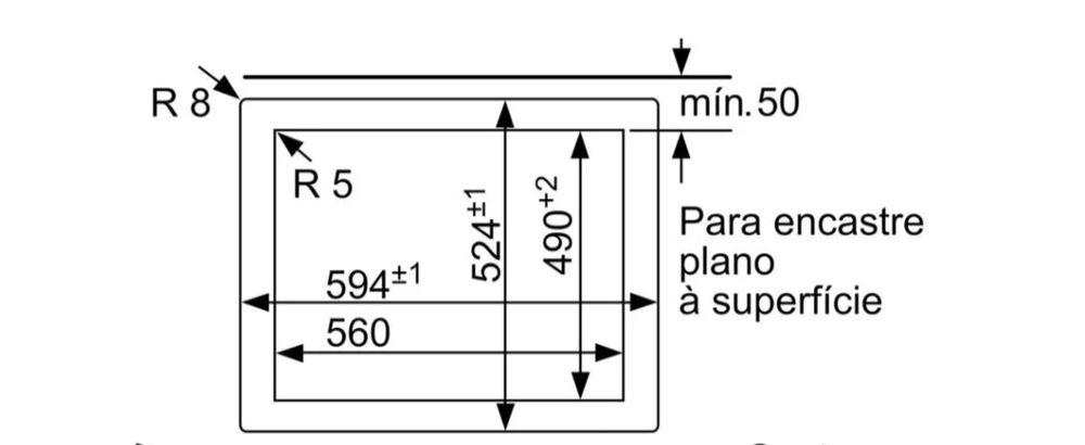Placa gás 60cm BOSCH vidro duro preta nova a estrear