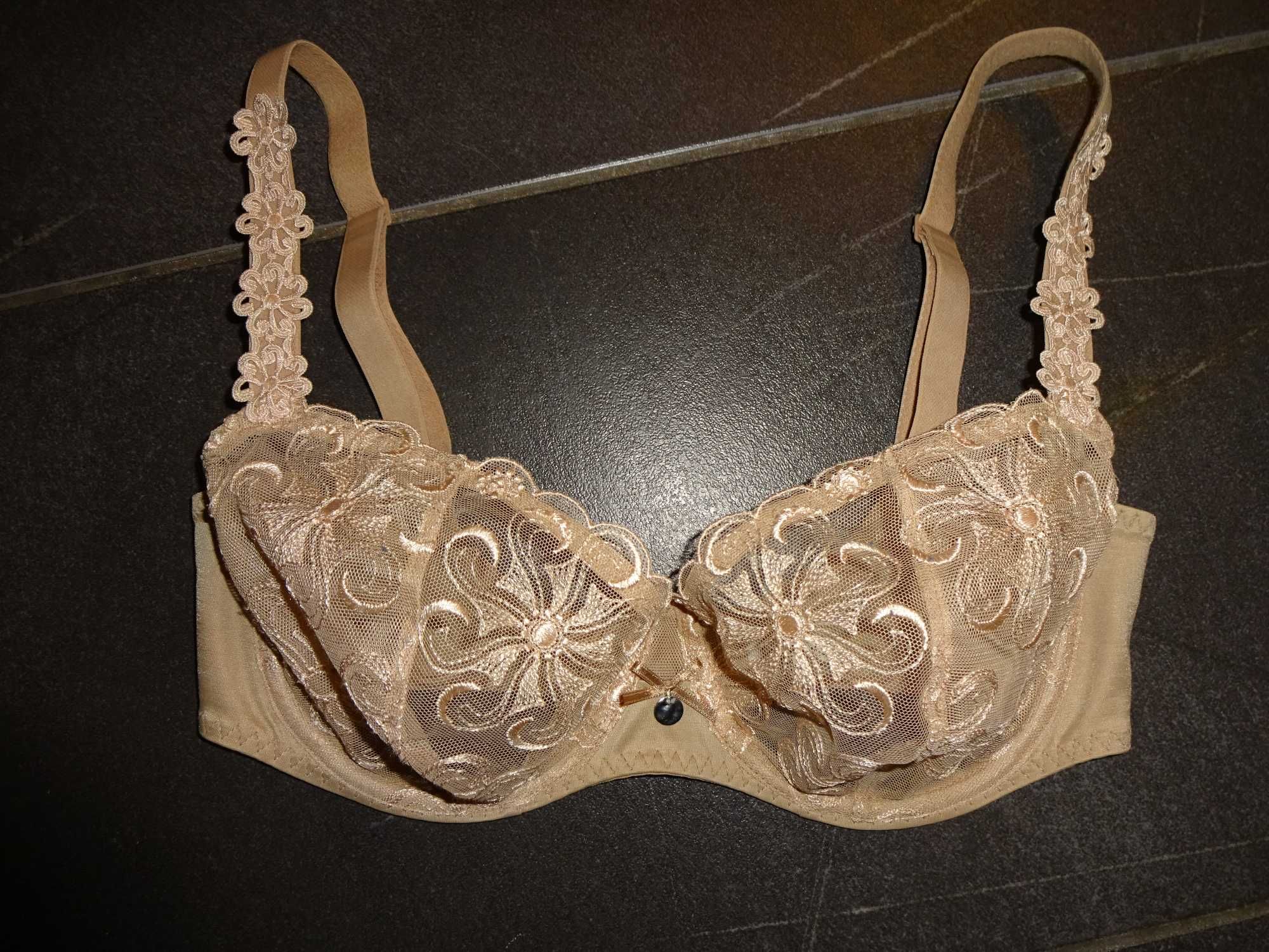 SIMONE PERELE oryginalny beżowy koronkowy biustonosz 65F