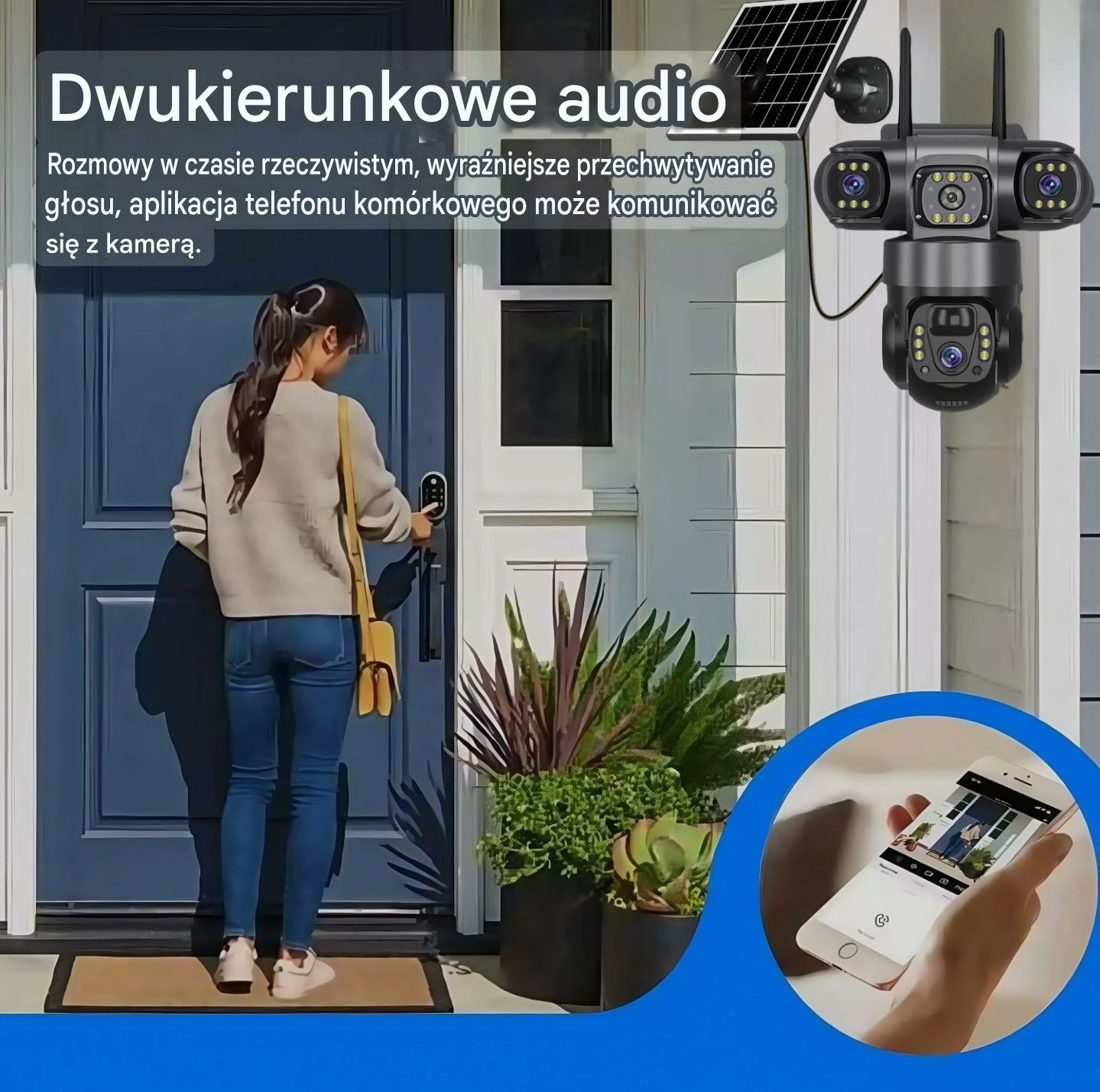 Kamera Solarna WIFI 3 obiektywy IP66 15MP