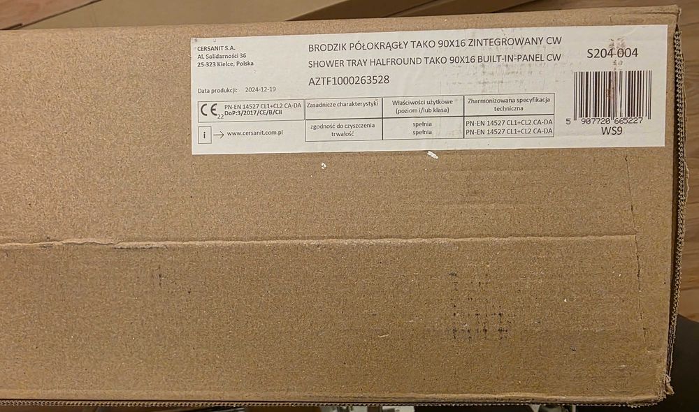 Brodzik półokrągły Cersanit TAKO 90 x 16