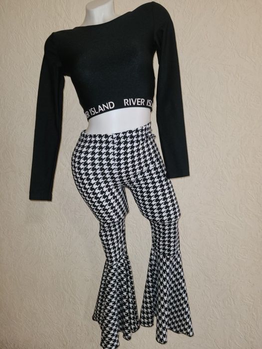 Лосины клеш диско черно-белые 10-11 лет