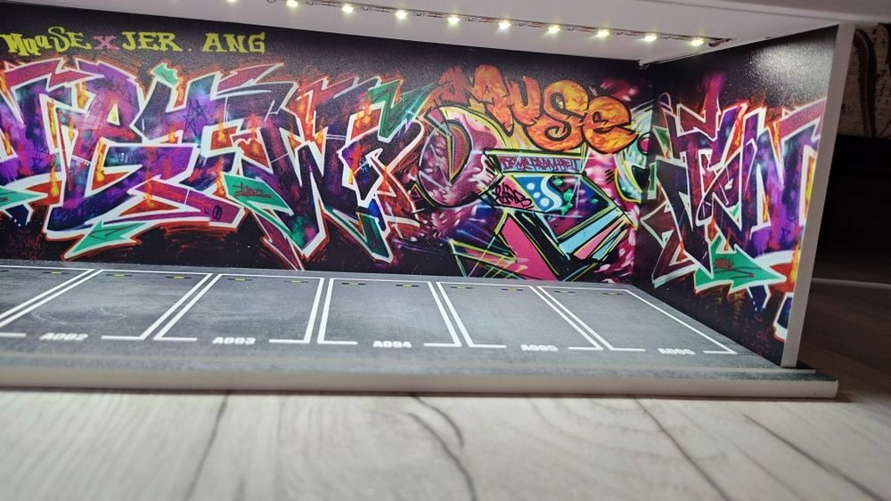 Scena Garaż parking dla modeli i aut RC kolekcja gablota LED USB preze