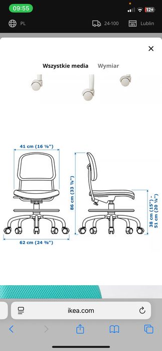 Dziecięce krzesło biurowe ikea