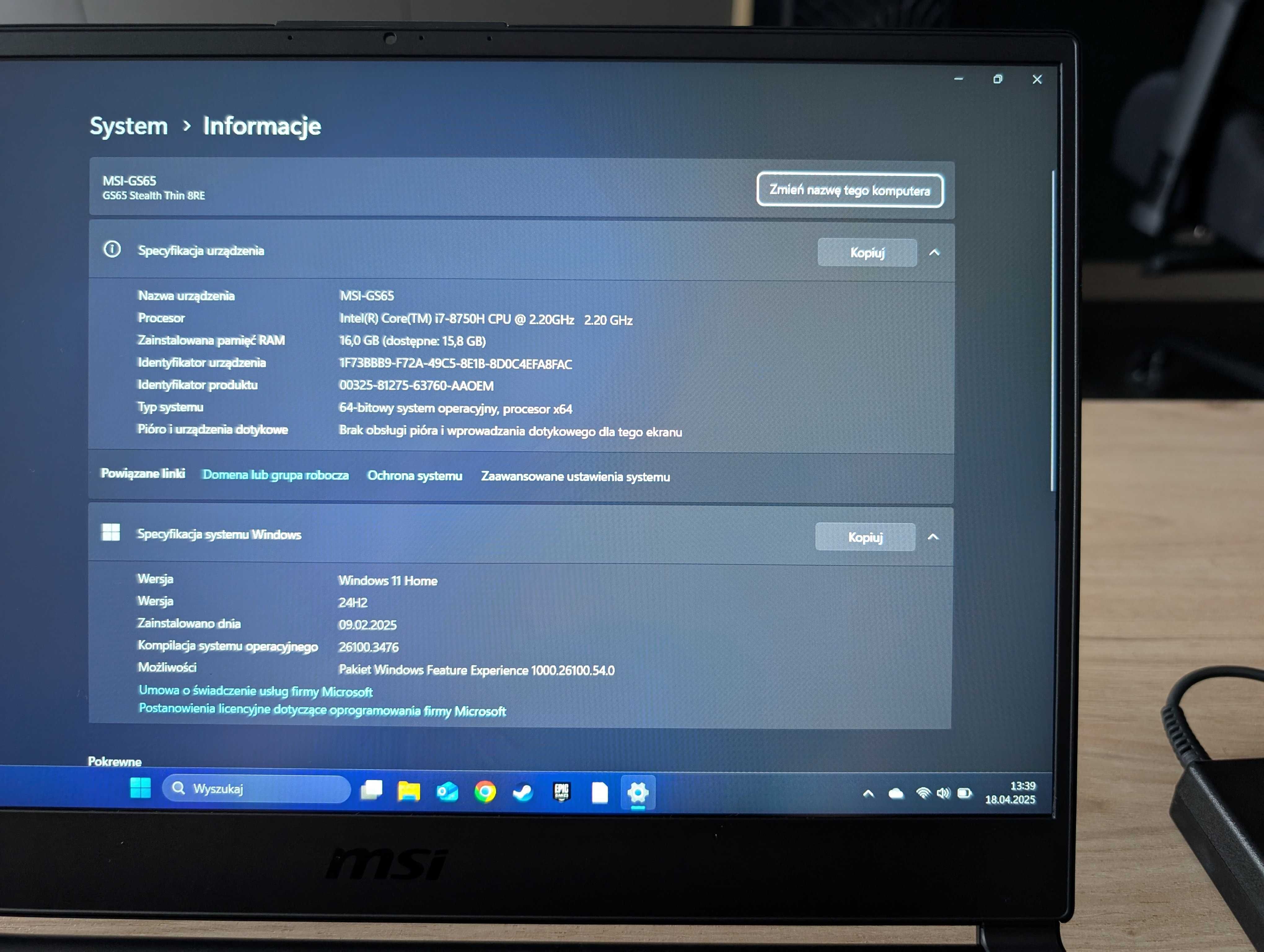 Notebook MSI GS65 Stealth Thin 8RE