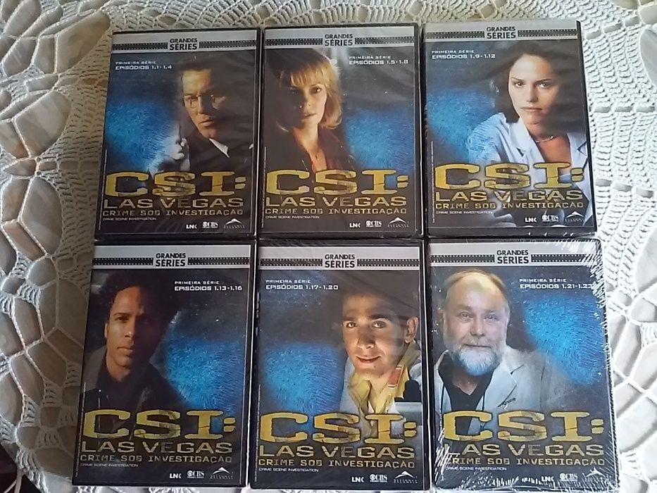 Coleção 6 DVDs primeira temporada CSI Las Vegas selados ideia prenda