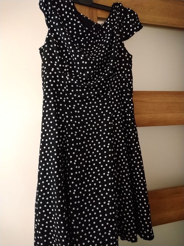 Sukienka Orsay czarna w białe groszki 42