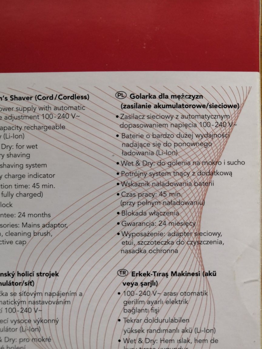 Carrera golarka akumulatorowa sieciowa do golenia na mokro i sucho