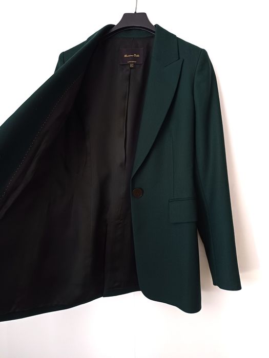 Massimo Dutti wełniana marynarka na jeden guzik 100% wełna zieleń