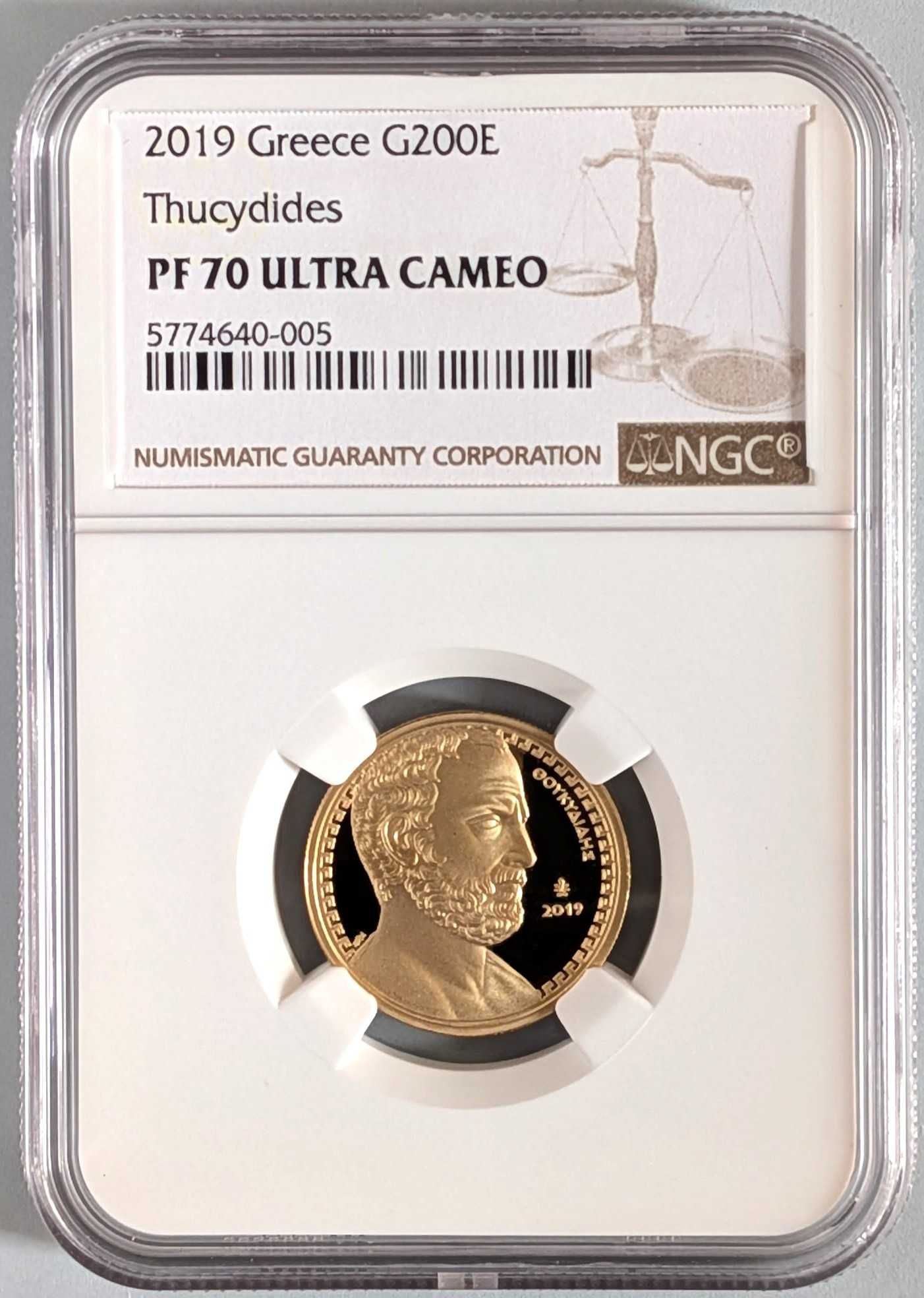 Moeda de ouro 2019 Grécia - TUCÍDIDES - NGC PF 70 Ultra Cameo