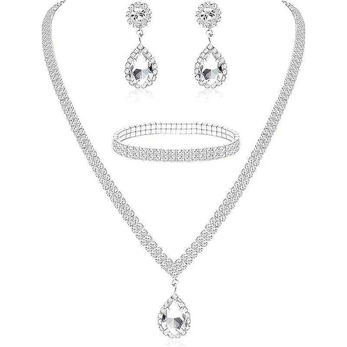 Conjunto de jóias elegante Inlay Rhinestone. Novo.