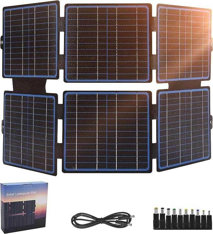 Panel słoneczny 30 W, składana ładowarka solarna, do laptopów USB C