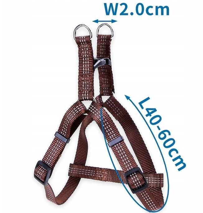 Szelki spacerowe dla psów 40-60 cm z taśmy 2 cm z odblaskami + GRATIS