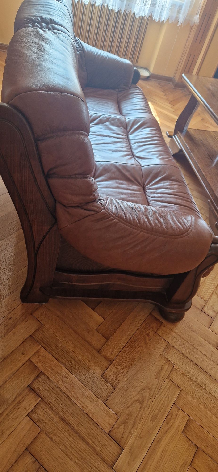 Sofa skórzana  plus ława dębowa