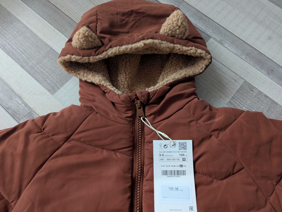 Nowa kurtka na zimę miś karmelowa rozm. 104 Zara