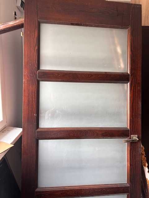 Lewe skrzydło drzwi 90 brązowe, przeszklenia