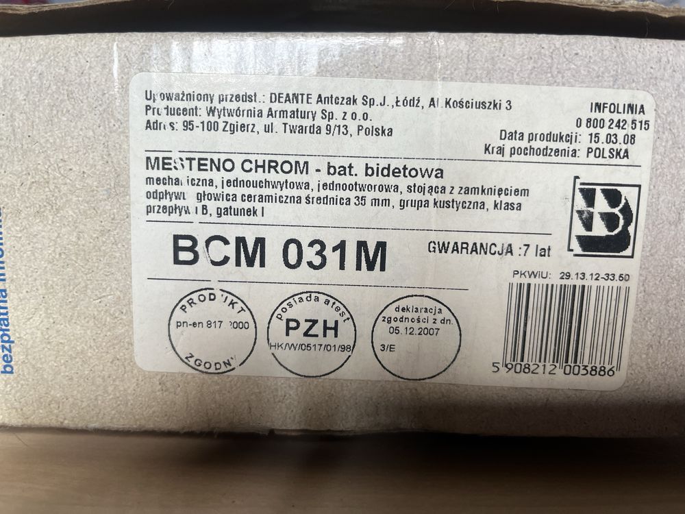 Bareria bidetowa Deante BCM031 M
