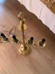 Złota lampa stojąca vintage - mosiężna 4-ramienna