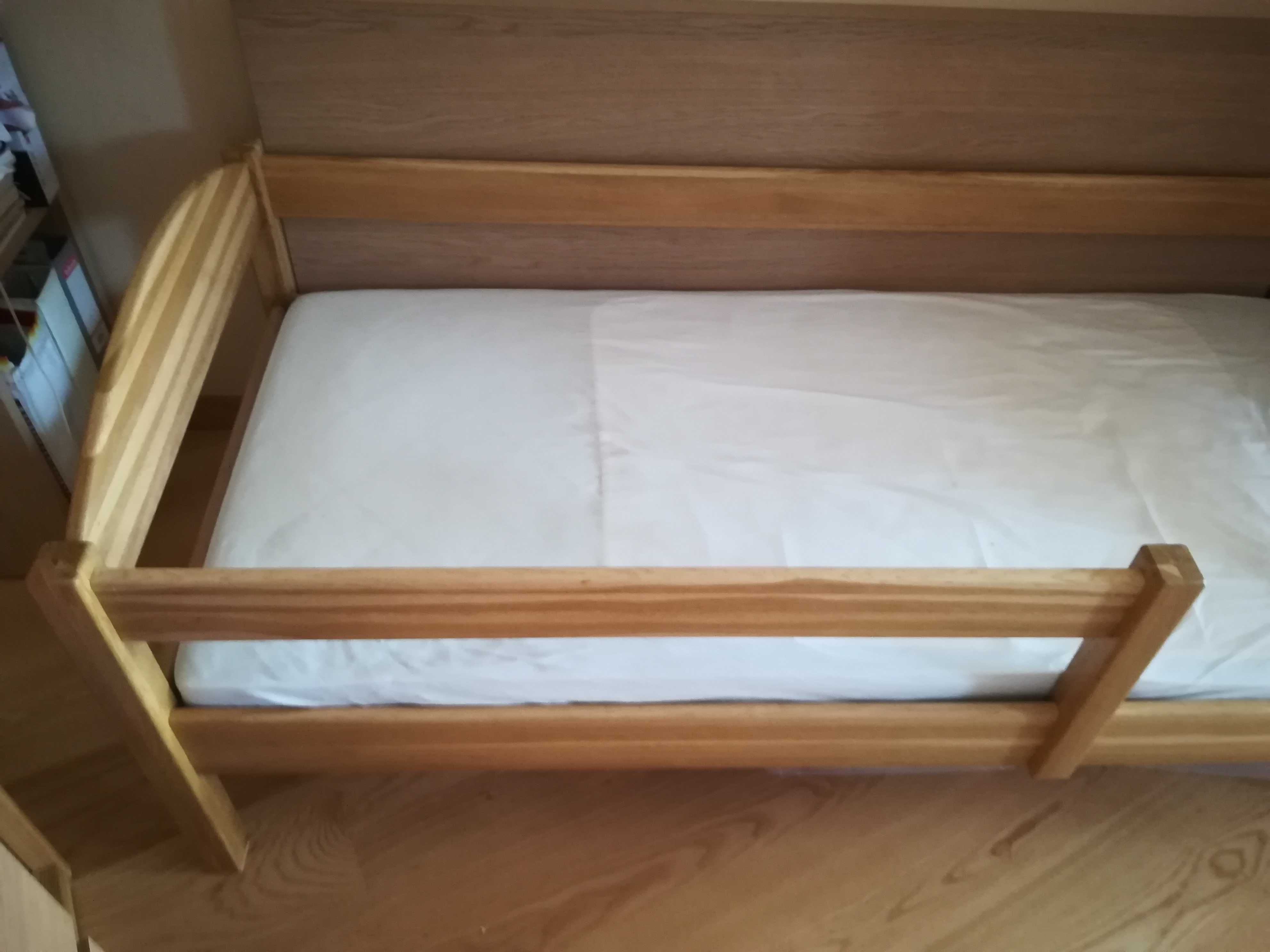 Łóżeczko dziecięce dębowe + Materac IKEA 70x160 cm